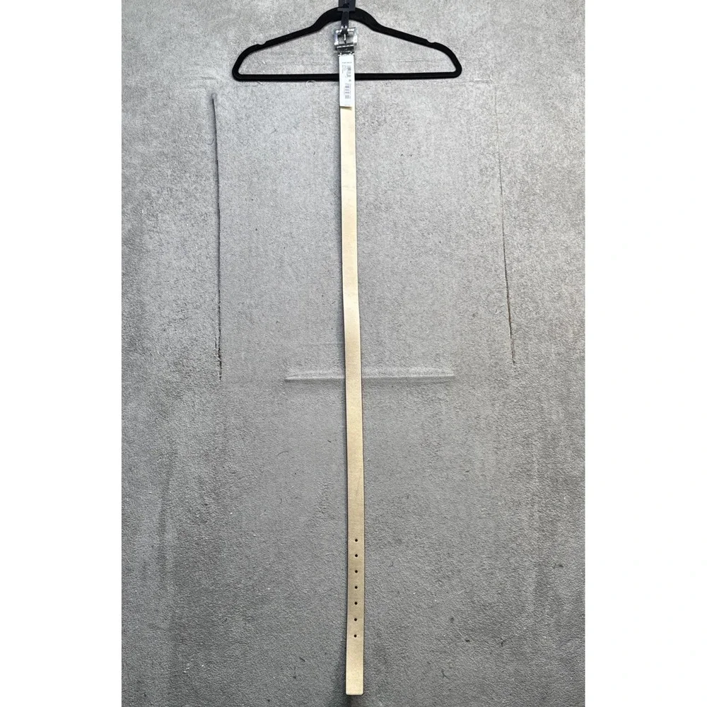 White Dress Belt Faux Leather Gold Tone Buckle Women's Large‎ 38-40 Minimalist